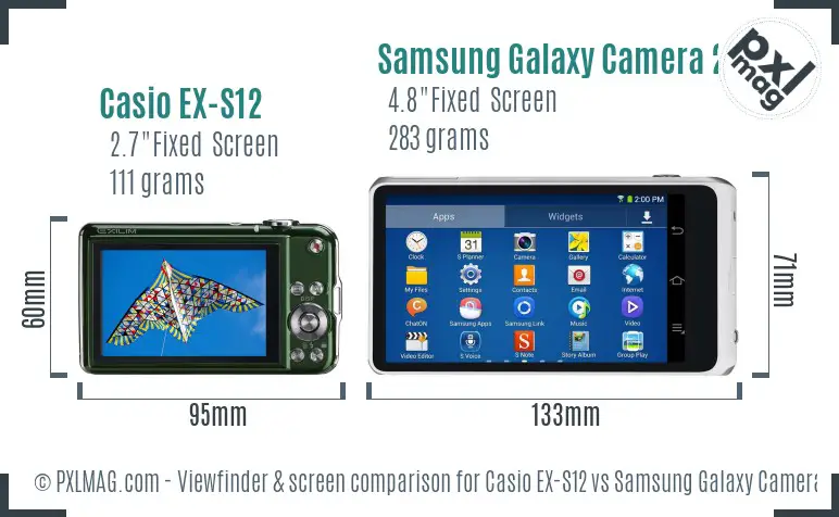 Casio EX-S12 vs Samsung Galaxy Camera 2 Screen and Viewfinder comparison