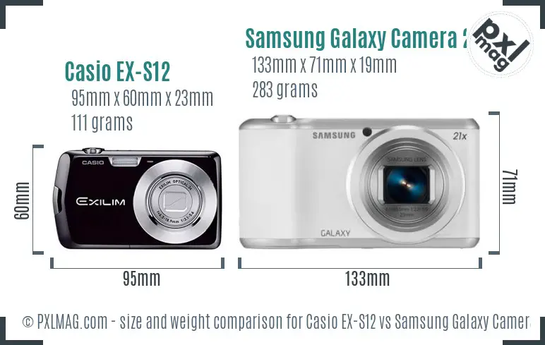 Casio EX-S12 vs Samsung Galaxy Camera 2 size comparison