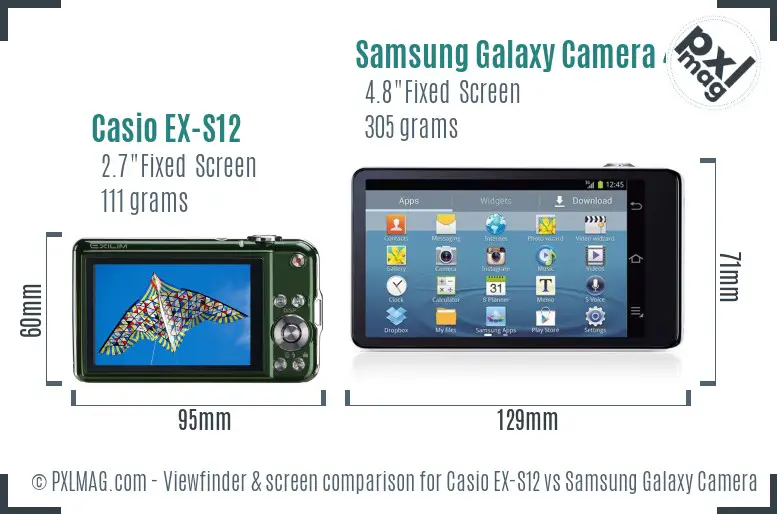 Casio EX-S12 vs Samsung Galaxy Camera 4G Screen and Viewfinder comparison