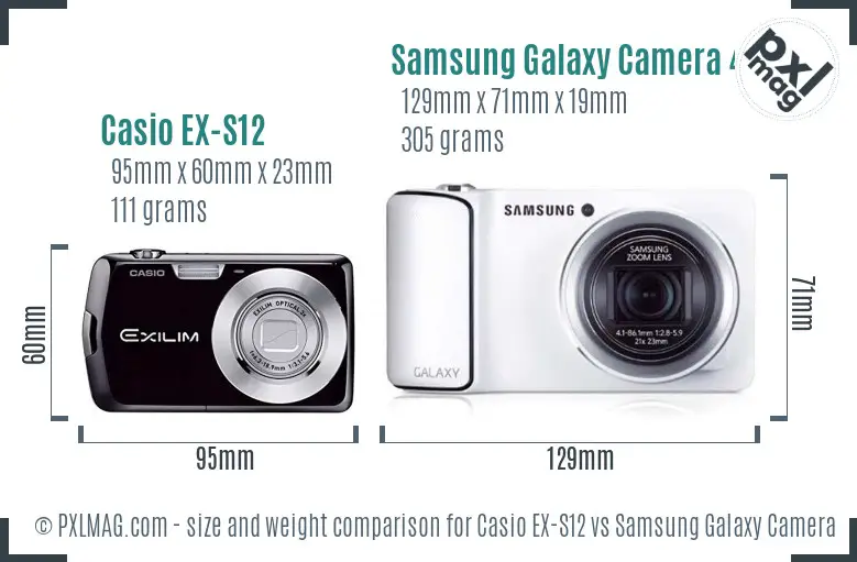Casio EX-S12 vs Samsung Galaxy Camera 4G size comparison