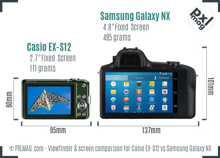 Casio EX-S12 vs Samsung Galaxy NX Screen and Viewfinder comparison