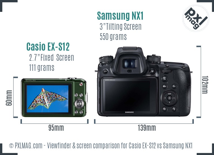 Casio EX-S12 vs Samsung NX1 Screen and Viewfinder comparison