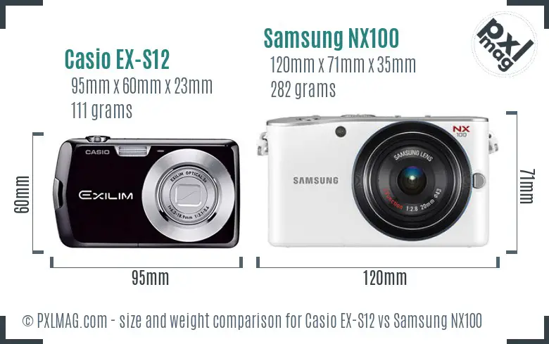 Casio EX-S12 vs Samsung NX100 size comparison
