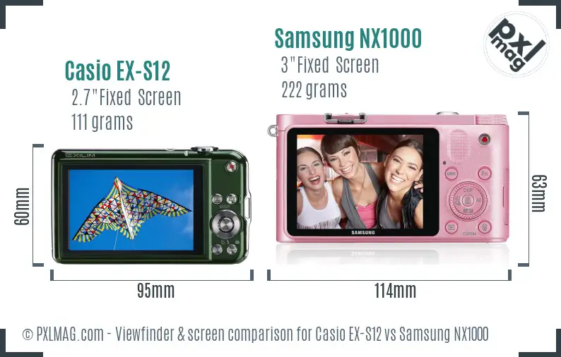 Casio EX-S12 vs Samsung NX1000 Screen and Viewfinder comparison