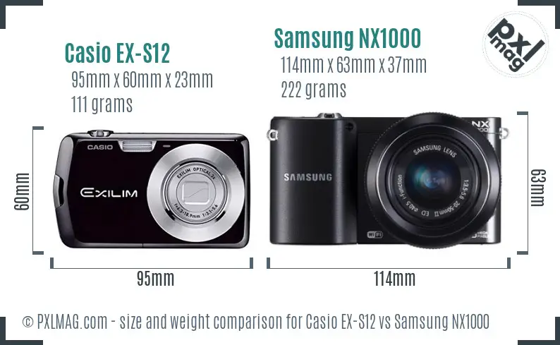 Casio EX-S12 vs Samsung NX1000 size comparison