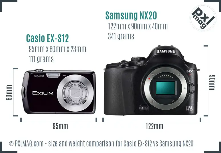 Casio EX-S12 vs Samsung NX20 size comparison