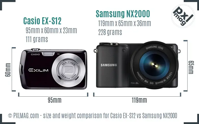 Casio EX-S12 vs Samsung NX2000 size comparison