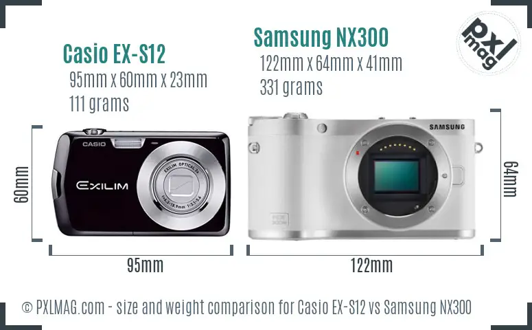 Casio EX-S12 vs Samsung NX300 size comparison