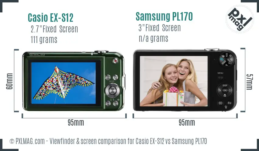 Casio EX-S12 vs Samsung PL170 Screen and Viewfinder comparison