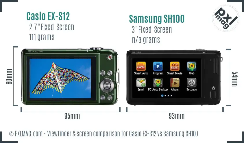 Casio EX-S12 vs Samsung SH100 Screen and Viewfinder comparison Casio EX-S12 vs Samsung SH100 Screen and Viewfinder comparison