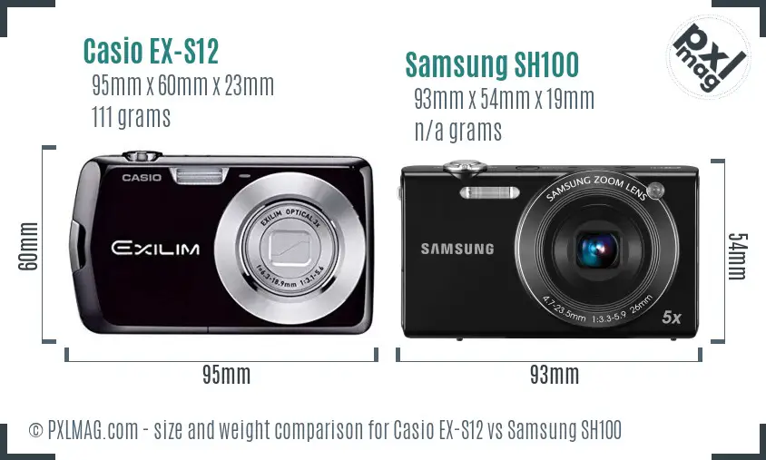 Casio EX-S12 vs Samsung SH100 size comparison Casio EX-S12 vs Samsung SH100 size comparison