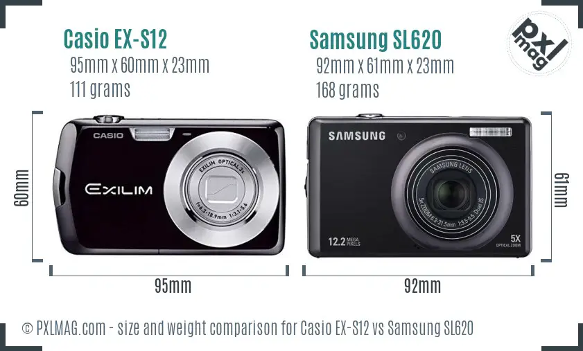 Casio EX-S12 vs Samsung SL620 size comparison