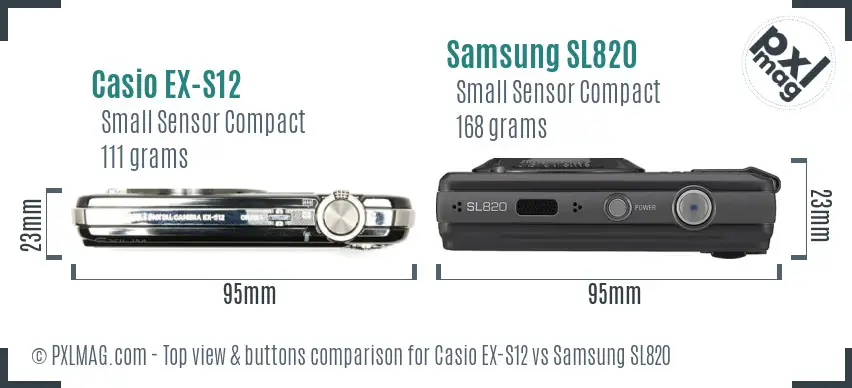 Casio EX-S12 vs Samsung SL820 top view buttons comparison