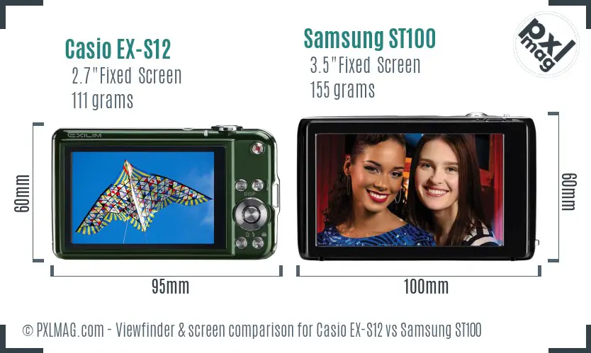 Casio EX-S12 vs Samsung ST100 Screen and Viewfinder comparison