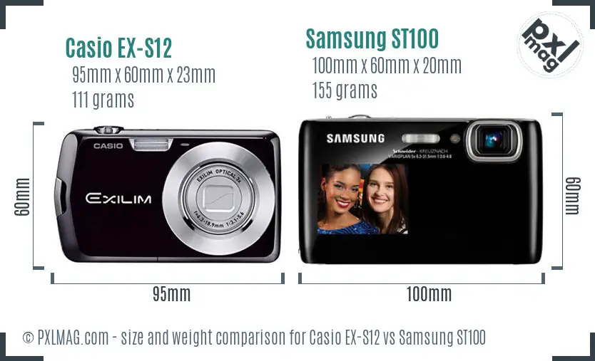 Casio EX-S12 vs Samsung ST100 size comparison