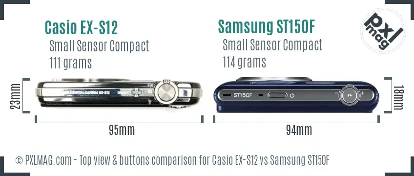 Casio EX-S12 vs Samsung ST150F top view buttons comparison