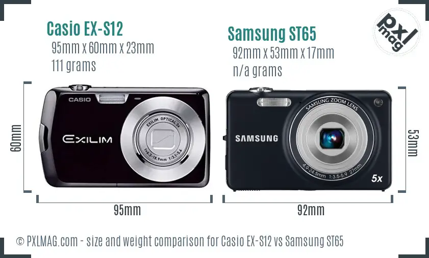 Casio EX-S12 vs Samsung ST65 size comparison