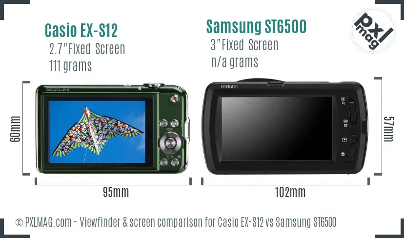 Casio EX-S12 vs Samsung ST6500 Screen and Viewfinder comparison