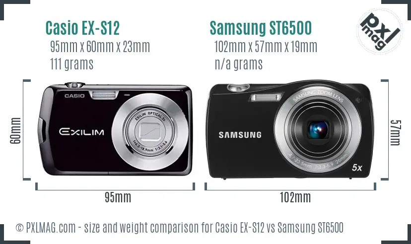 Casio EX-S12 vs Samsung ST6500 size comparison