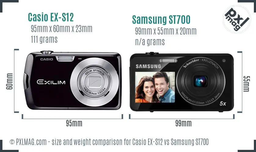 Casio EX-S12 vs Samsung ST700 size comparison