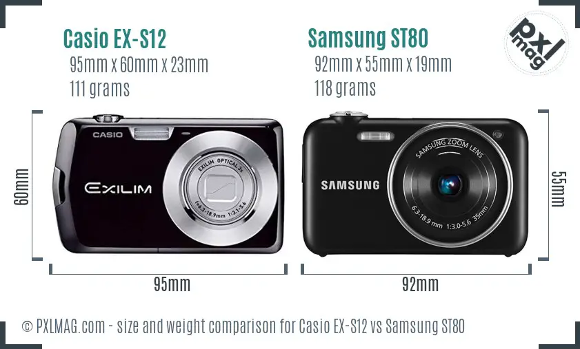 Casio EX-S12 vs Samsung ST80 size comparison