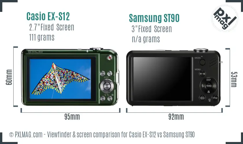 Casio EX-S12 vs Samsung ST90 Screen and Viewfinder comparison