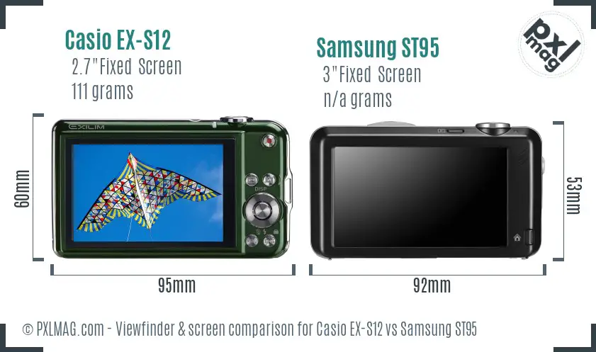 Casio EX-S12 vs Samsung ST95 Screen and Viewfinder comparison