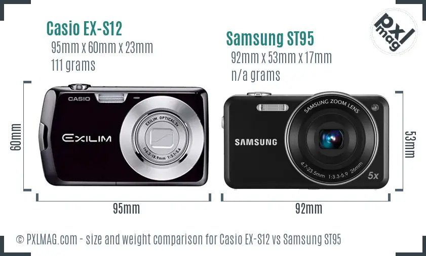 Casio EX-S12 vs Samsung ST95 size comparison