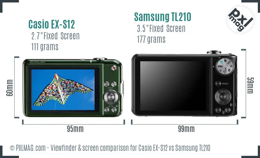 Casio EX-S12 vs Samsung TL210 Screen and Viewfinder comparison