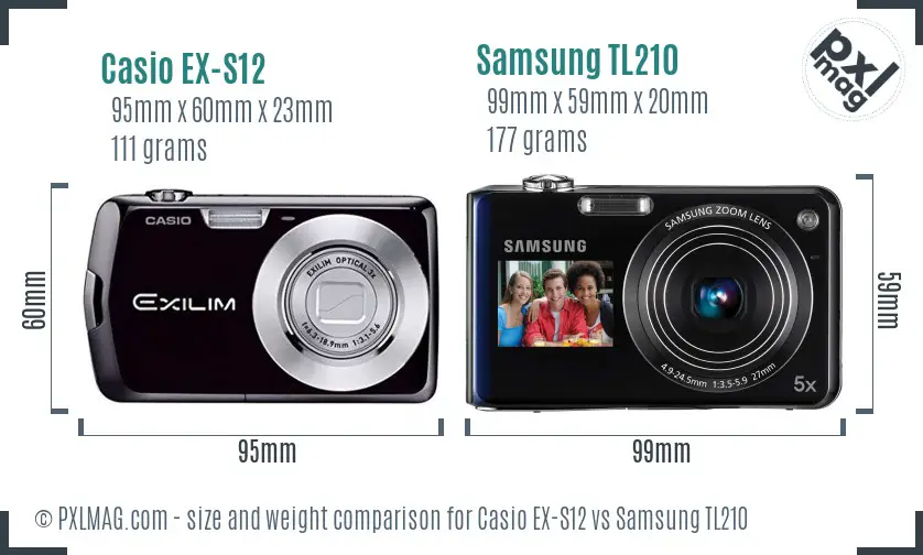 Casio EX-S12 vs Samsung TL210 size comparison