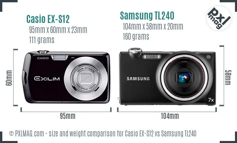 Casio EX-S12 vs Samsung TL240 size comparison