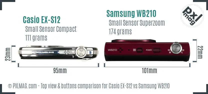 Casio EX-S12 vs Samsung WB210 top view buttons comparison