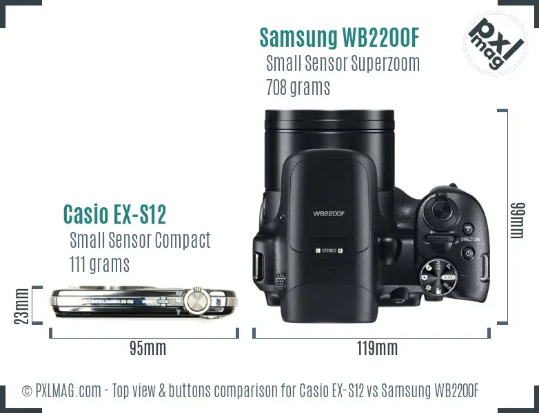 Casio EX-S12 vs Samsung WB2200F top view buttons comparison