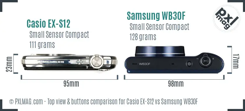 Casio EX-S12 vs Samsung WB30F top view buttons comparison