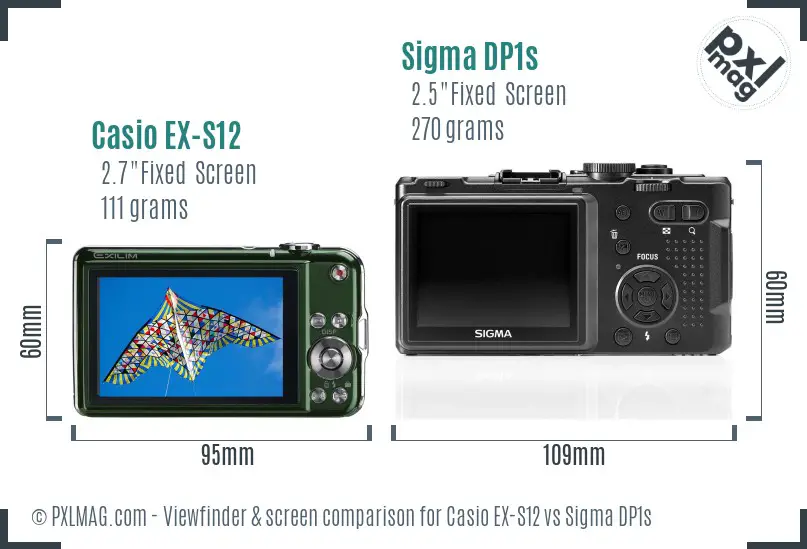 Casio EX-S12 vs Sigma DP1s Screen and Viewfinder comparison