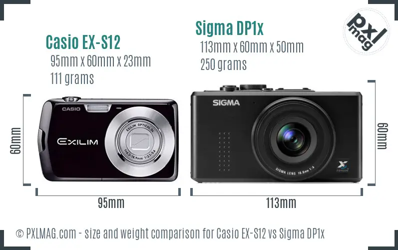 Casio EX-S12 vs Sigma DP1x size comparison