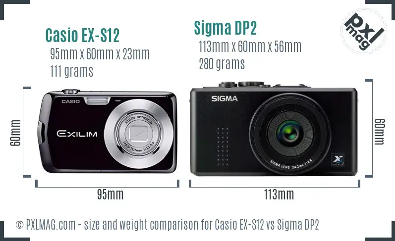 Casio EX-S12 vs Sigma DP2 size comparison