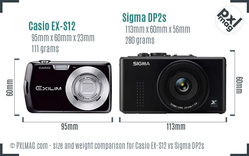 Casio EX-S12 vs Sigma DP2s size comparison