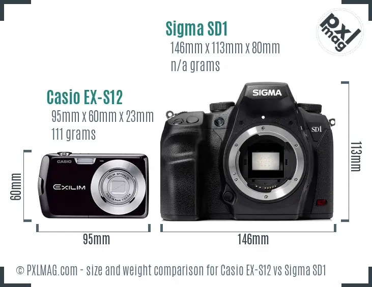 Casio EX-S12 vs Sigma SD1 size comparison