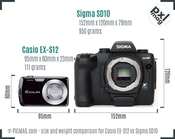 Casio EX-S12 vs Sigma SD10 size comparison