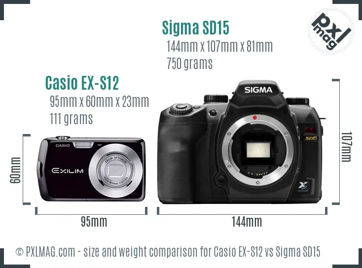 Casio EX-S12 vs Sigma SD15 size comparison