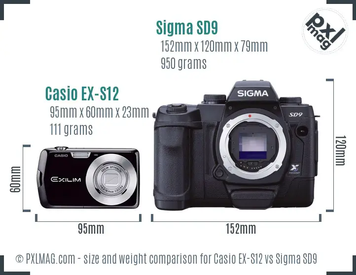Casio EX-S12 vs Sigma SD9 size comparison