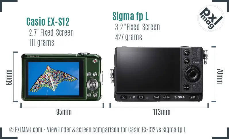 Casio EX-S12 vs Sigma fp L Screen and Viewfinder comparison