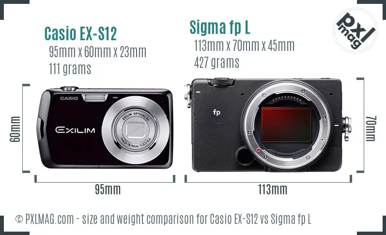 Casio EX-S12 vs Sigma fp L size comparison