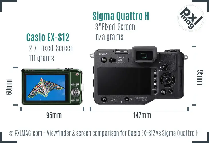 Casio EX-S12 vs Sigma Quattro H Screen and Viewfinder comparison