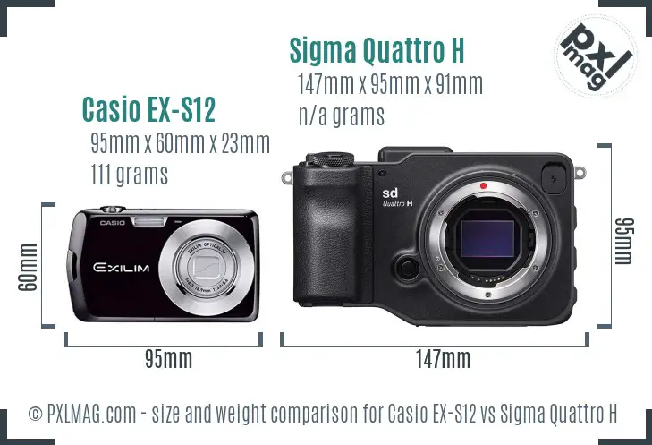 Casio EX-S12 vs Sigma Quattro H size comparison