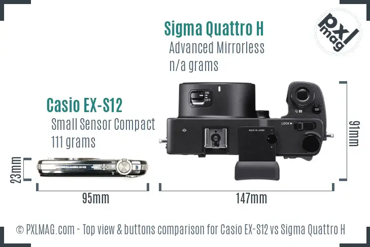 Casio EX-S12 vs Sigma Quattro H top view buttons comparison