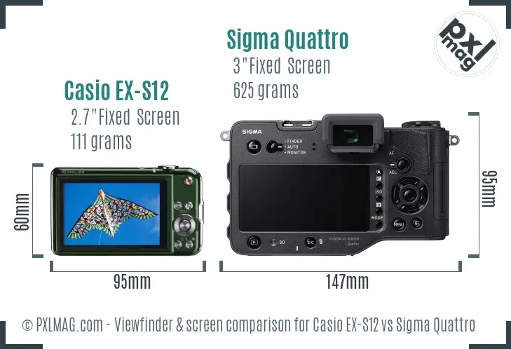 Casio EX-S12 vs Sigma Quattro Screen and Viewfinder comparison