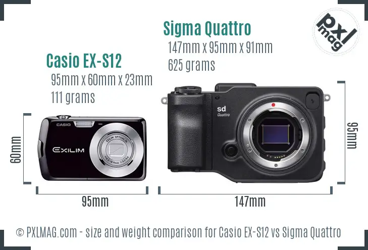 Casio EX-S12 vs Sigma Quattro size comparison