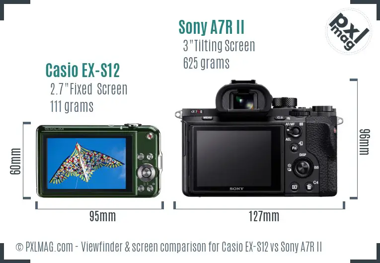 Casio EX-S12 vs Sony A7R II Screen and Viewfinder comparison